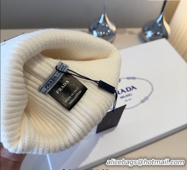 Well Crafted Prada Knit Hat PR111101 White 2025