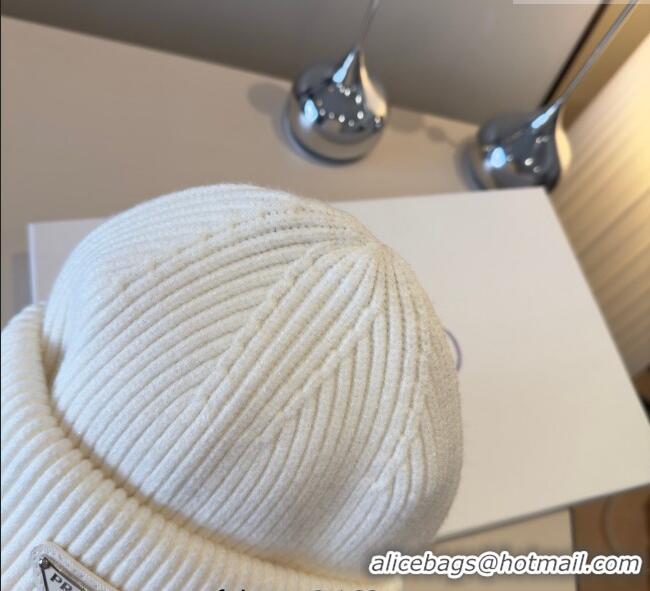 Well Crafted Prada Knit Hat PR111101 White 2025