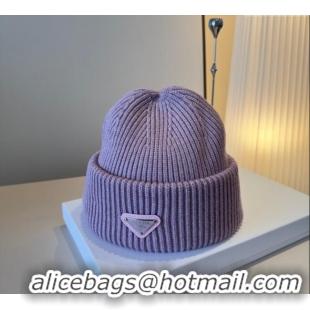 Reasonable Price Prada Knit Hat PR111101 Purple 2025
