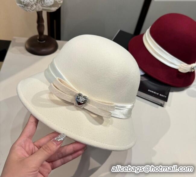 Well Crafted Chanel Wool Bucket Hat with Heart CH111104 White 2025