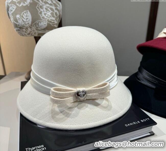 Well Crafted Chanel Wool Bucket Hat with Heart CH111104 White 2025
