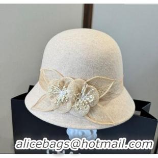Top Quality Chanel Bucket Hat with Bloom CH111105 Beige 2025