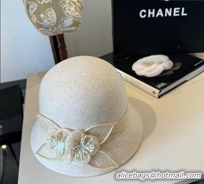 Top Quality Chanel Bucket Hat with Bloom CH111105 Beige 2025