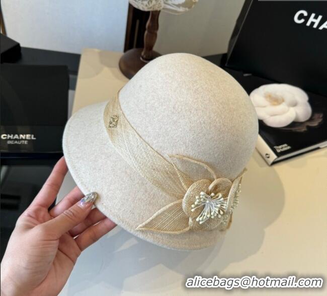 Top Quality Chanel Bucket Hat with Bloom CH111105 Beige 2025
