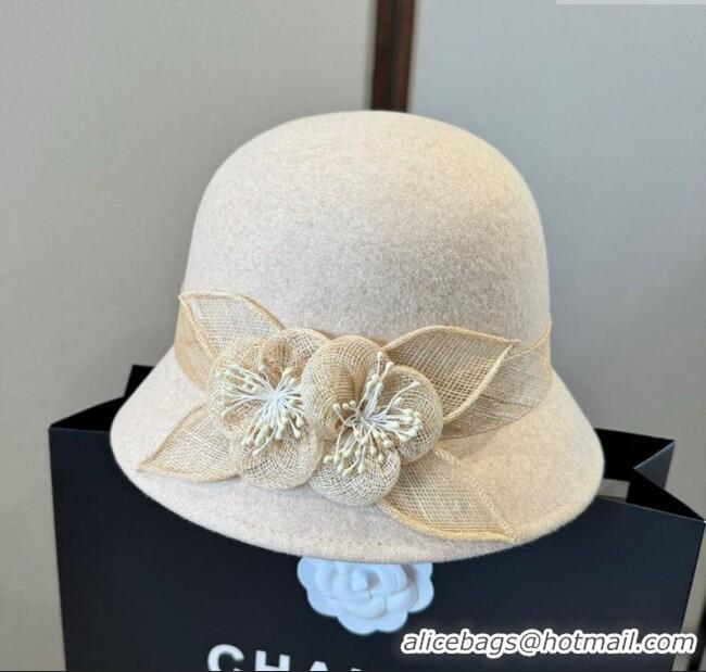 Top Quality Chanel Bucket Hat with Bloom CH111105 Beige 2025