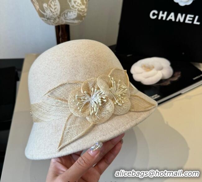 Top Quality Chanel Bucket Hat with Bloom CH111105 Beige 2025