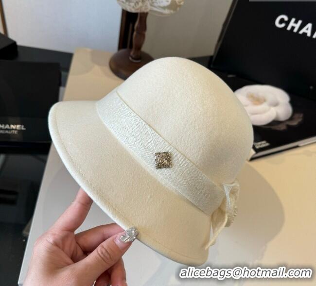 Modern Classic Chanel Bucket Hat with Bloom CH111105 White 2025