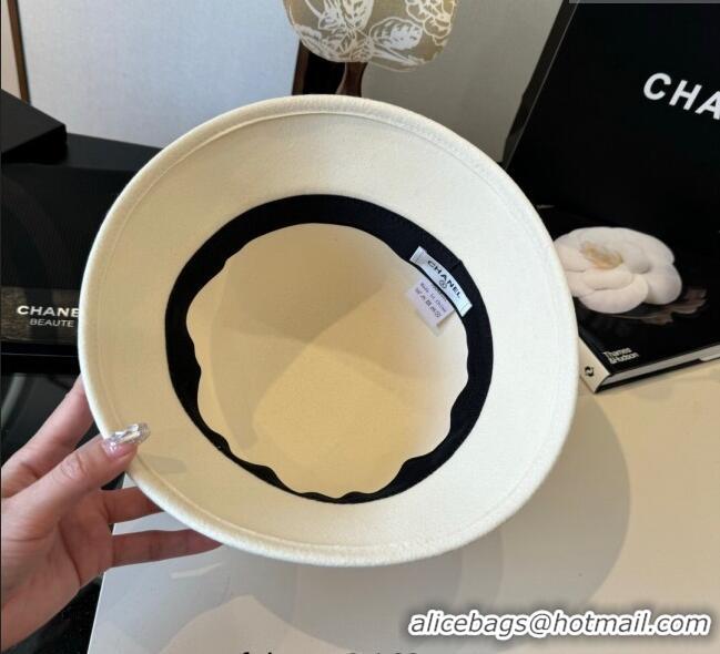 Modern Classic Chanel Bucket Hat with Bloom CH111105 White 2025