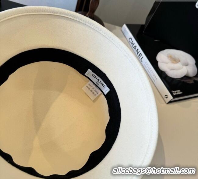 Modern Classic Chanel Bucket Hat with Bloom CH111105 White 2025