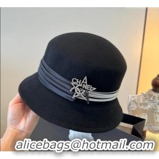 Well Crafted Chanel Wool Bucket Hat with Star CH111106 Black 2025