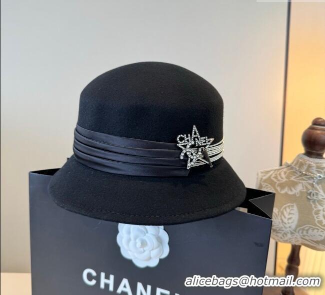 Well Crafted Chanel Wool Bucket Hat with Star CH111106 Black 2025