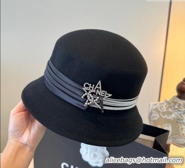 Well Crafted Chanel Wool Bucket Hat with Star CH111106 Black 2025