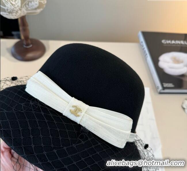 Top Design Chanel Wool Bucket Hat with Mesh CH111107 Black 2025