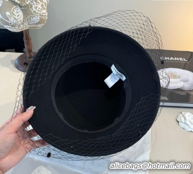 Top Design Chanel Wool Bucket Hat with Mesh CH111107 Black 2025