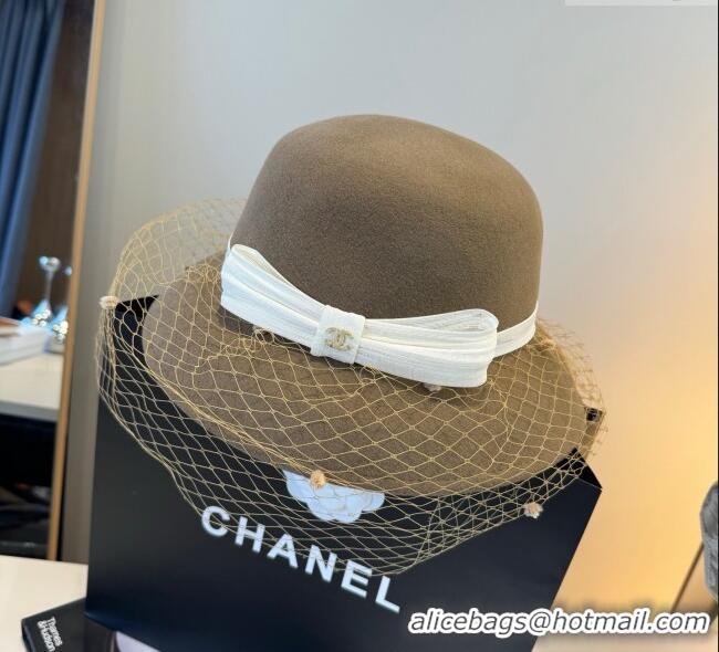 Well Crafted Chanel Wool Bucket Hat with Mesh CH111107 Brown 2025
