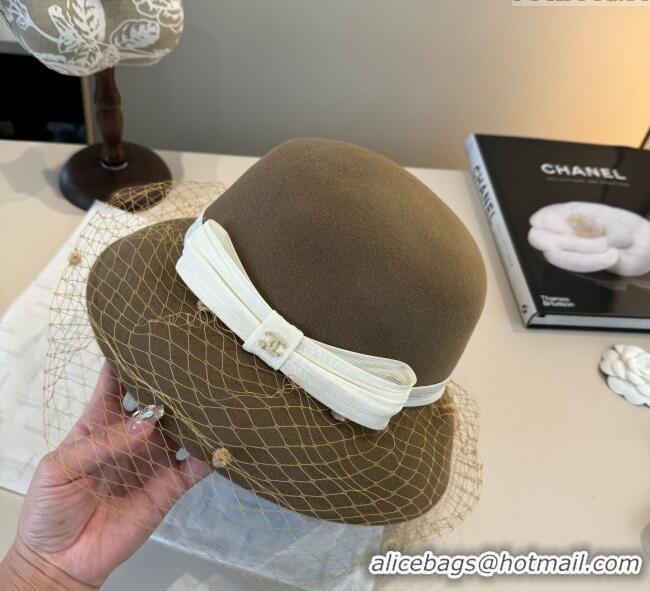 Well Crafted Chanel Wool Bucket Hat with Mesh CH111107 Brown 2025