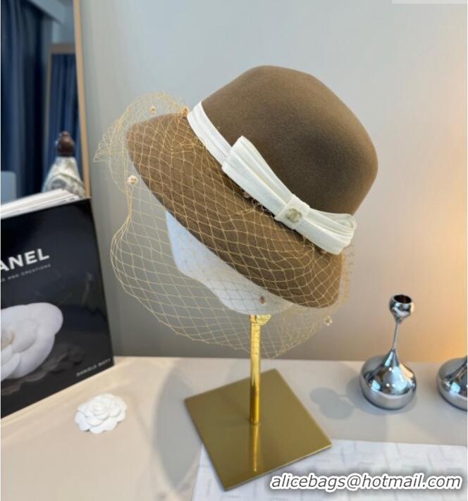Well Crafted Chanel Wool Bucket Hat with Mesh CH111107 Brown 2025