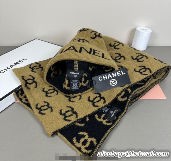 Inexpensive Chanel CC Allover Hat and Scarf Set CH111108 Green 2025