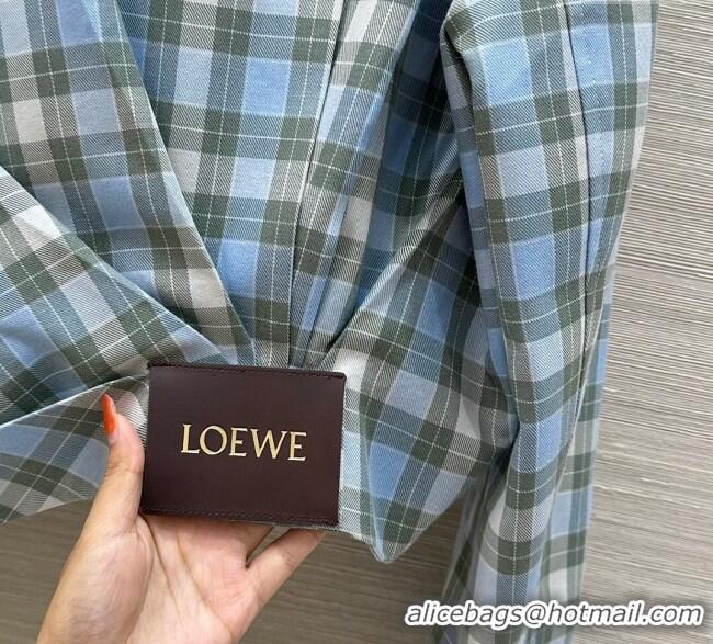 Famous Brand Promotional Loewe Plaid Jacket 0814 Blue 2025