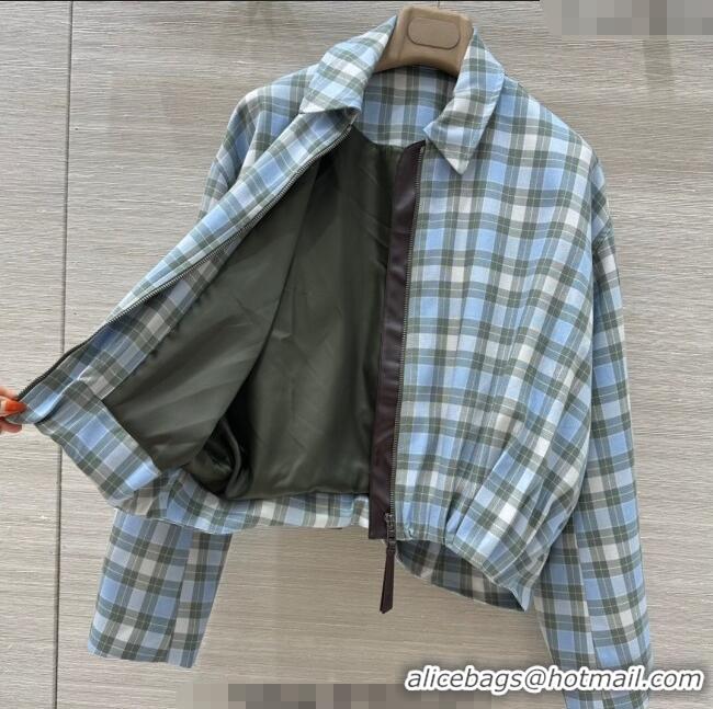 Famous Brand Promotional Loewe Plaid Jacket 0814 Blue 2025