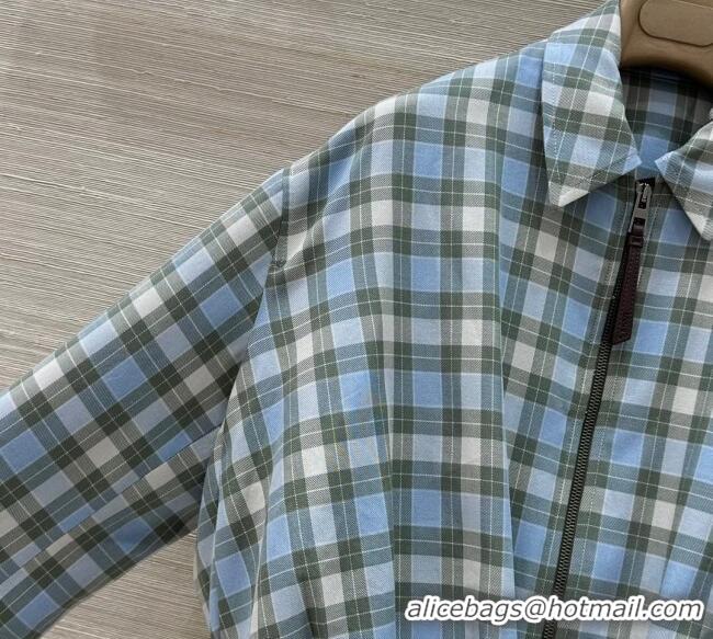 Famous Brand Promotional Loewe Plaid Jacket 0814 Blue 2025