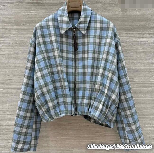 Famous Brand Promotional Loewe Plaid Jacket 0814 Blue 2025