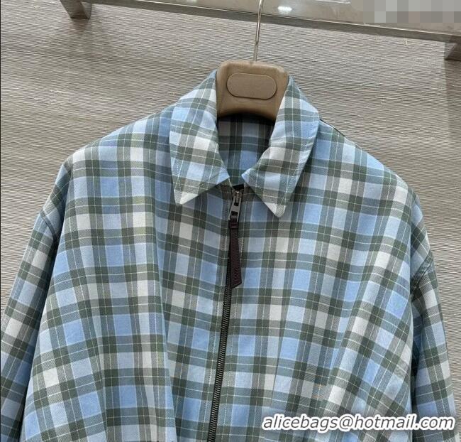 Famous Brand Promotional Loewe Plaid Jacket 0814 Blue 2025