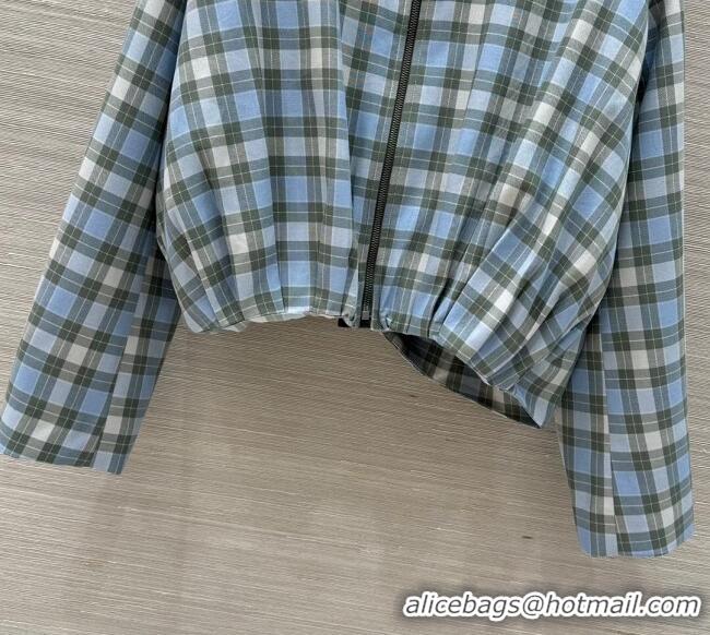 Famous Brand Promotional Loewe Plaid Jacket 0814 Blue 2025