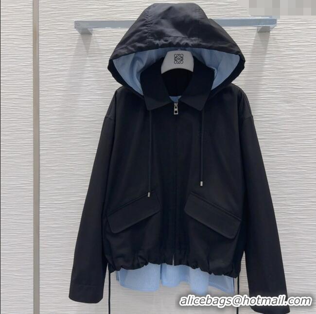 Luxury Cheap Loewe Jacket L82923 Black/Blue 2025