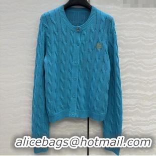 Famous Brand Loewe Knit Cardigan L090228 Blue 2025