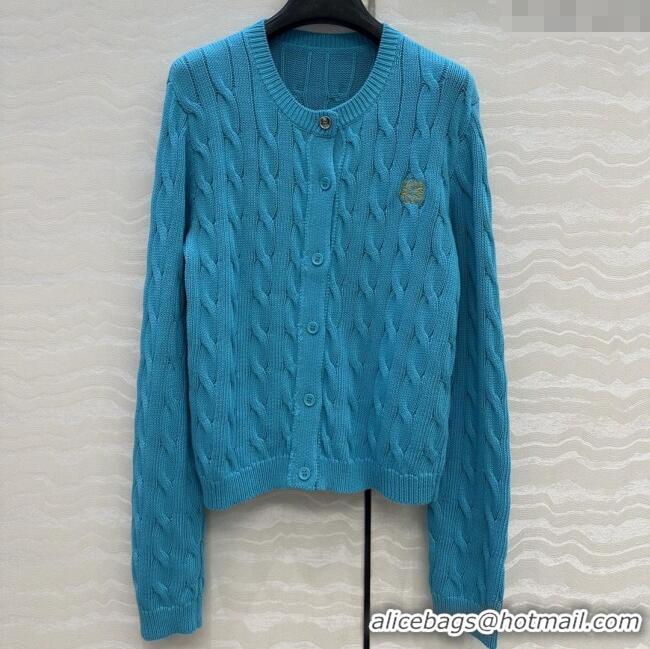 Famous Brand Loewe Knit Cardigan L090228 Blue 2025