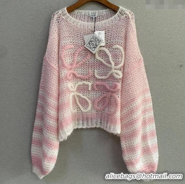 Shop Grade Loewe Mohair Crochet Sweater 0904 Light Pink 2025