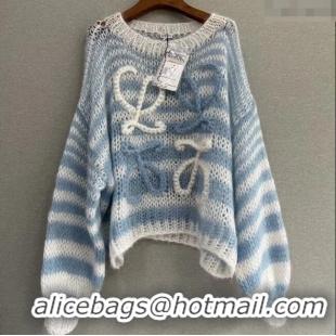 Trendy Design Loewe Mohair Crochet Striped Sweater 0904 White/Blue 2025