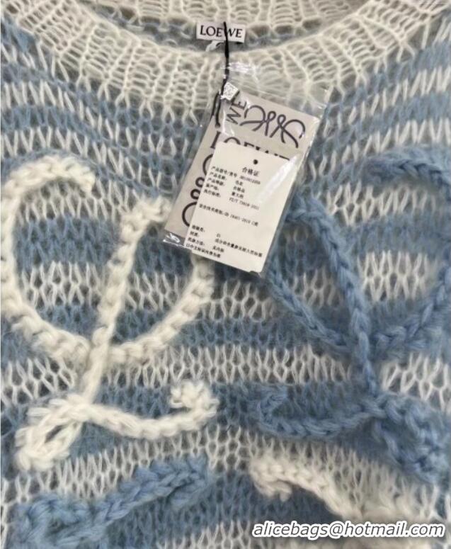 Trendy Design Loewe Mohair Crochet Striped Sweater 0904 White/Blue 2025