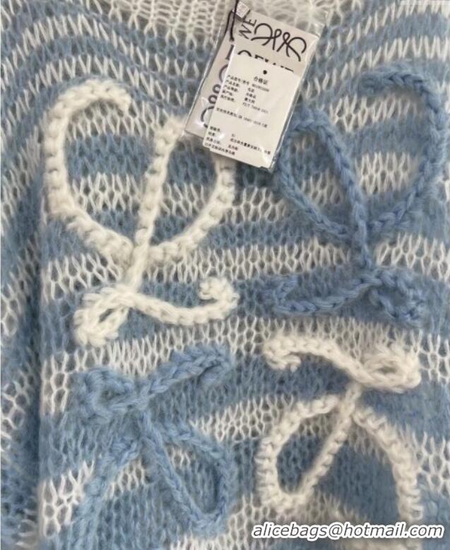 Trendy Design Loewe Mohair Crochet Striped Sweater 0904 White/Blue 2025