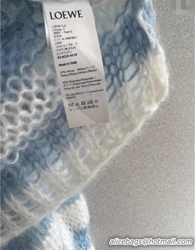 Trendy Design Loewe Mohair Crochet Striped Sweater 0904 White/Blue 2025