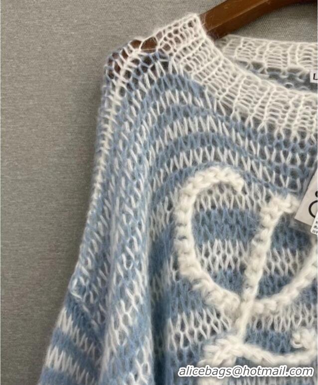 Trendy Design Loewe Mohair Crochet Striped Sweater 0904 White/Blue 2025