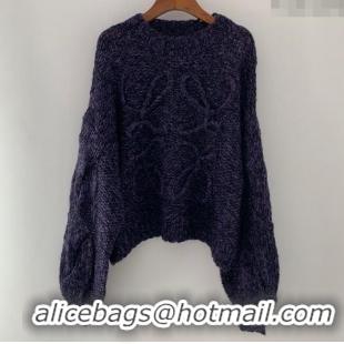 Luxury Cheap Loewe Mohair Crochet Sweater 0904 Dark Purple 2025