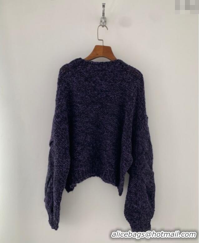 Luxury Cheap Loewe Mohair Crochet Sweater 0904 Dark Purple 2025