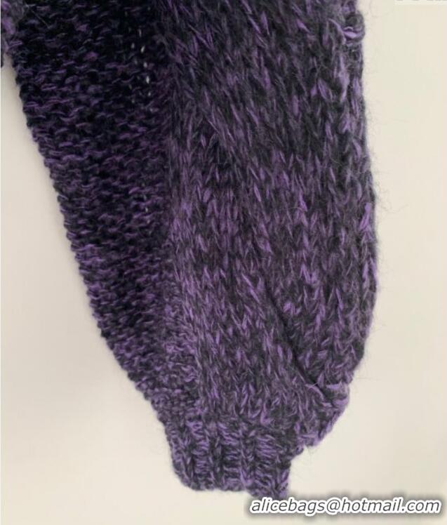 Luxury Cheap Loewe Mohair Crochet Sweater 0904 Dark Purple 2025