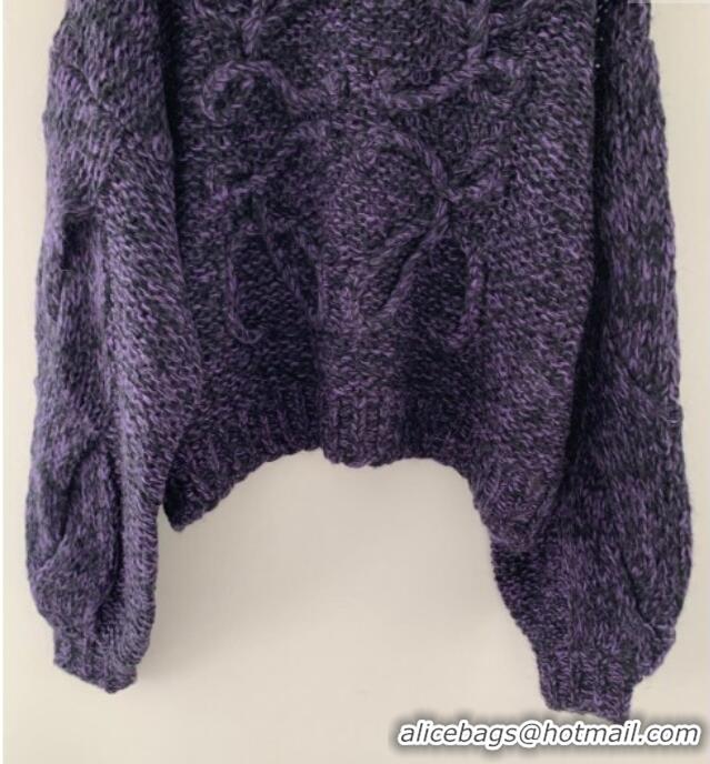 Luxury Cheap Loewe Mohair Crochet Sweater 0904 Dark Purple 2025