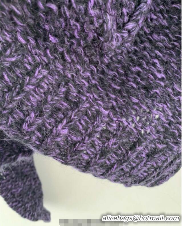 Luxury Cheap Loewe Mohair Crochet Sweater 0904 Dark Purple 2025