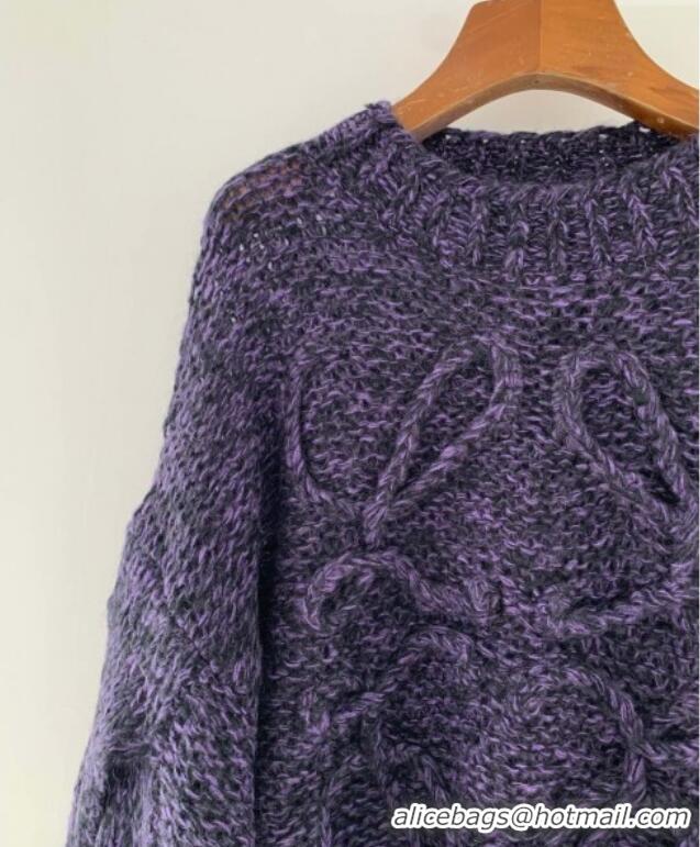 Luxury Cheap Loewe Mohair Crochet Sweater 0904 Dark Purple 2025