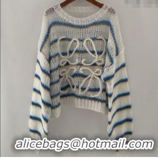 Super Quality Loewe Mohair Crochet Sweater 0904 White/Blue/Purple 2025