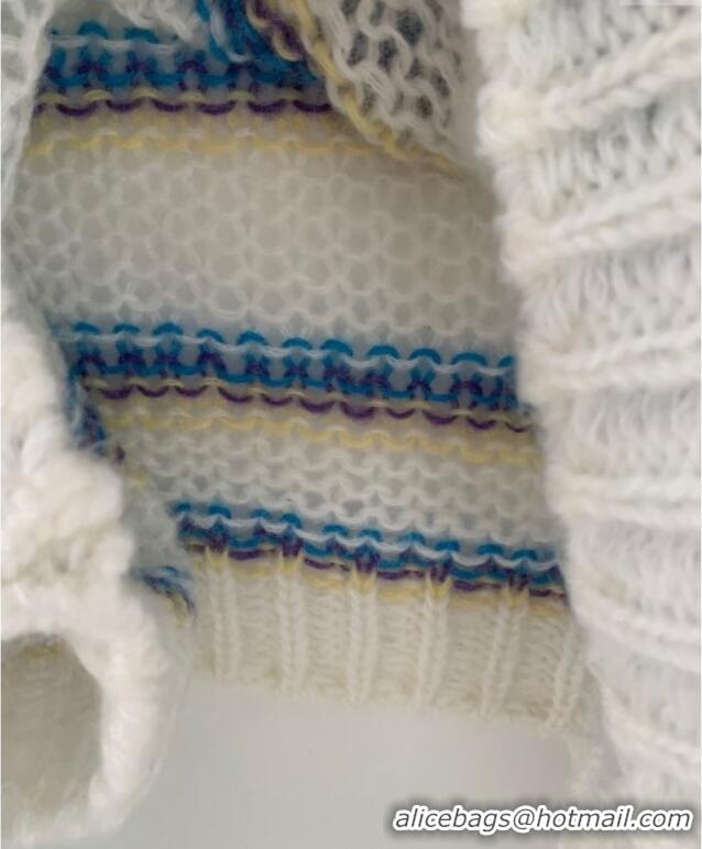 Super Quality Loewe Mohair Crochet Sweater 0904 White/Blue/Purple 2025
