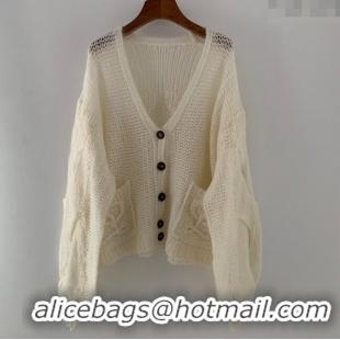 New Fashion Loewe Mohair Crochet Cardigan 0904 Ivory White 2025