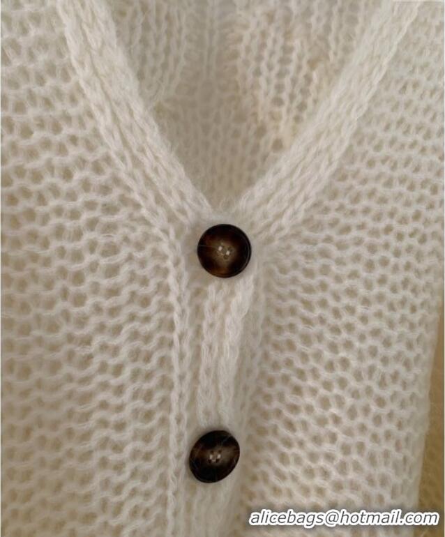 New Fashion Loewe Mohair Crochet Cardigan 0904 Ivory White 2025