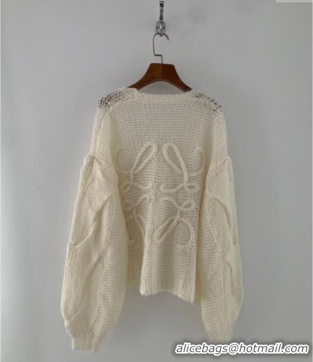 New Fashion Loewe Mohair Crochet Cardigan 0904 Ivory White 2025