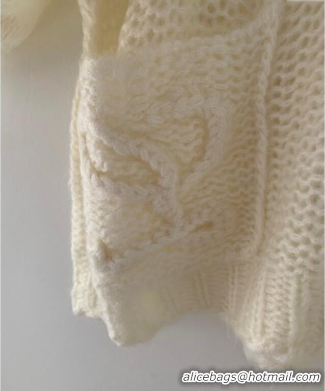 New Fashion Loewe Mohair Crochet Cardigan 0904 Ivory White 2025
