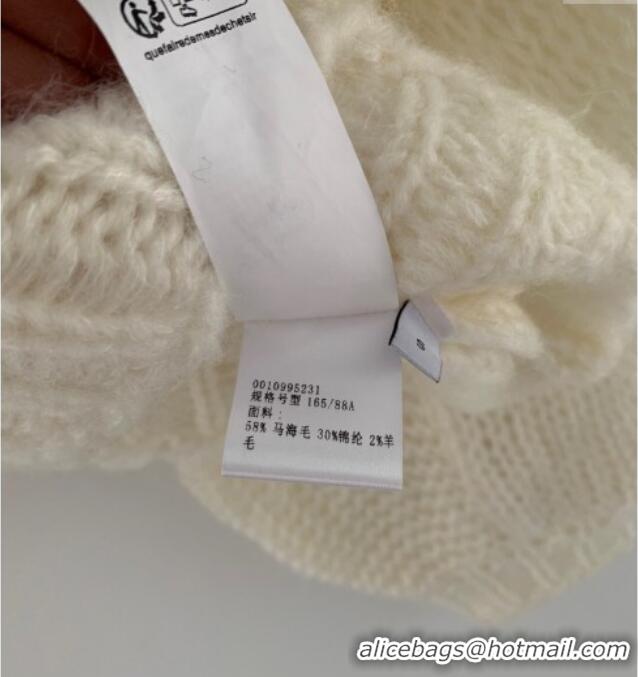 Affordable Price Loewe Mohair Crochet Sweater 0904 Ivory White 2025
